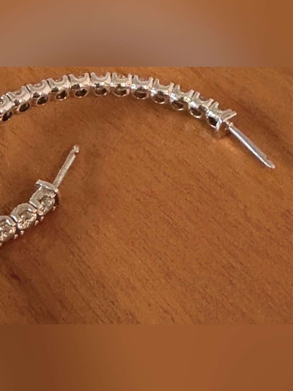 Vintage Sterling Silver Tennis Style Crystal Hoop Earrings - Picture 6 of 9